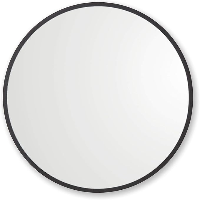 Better Bevel 36” x 36” Black Rubber Framed Mirror | Round Bathroom Wall Mirror | Amazon (US)