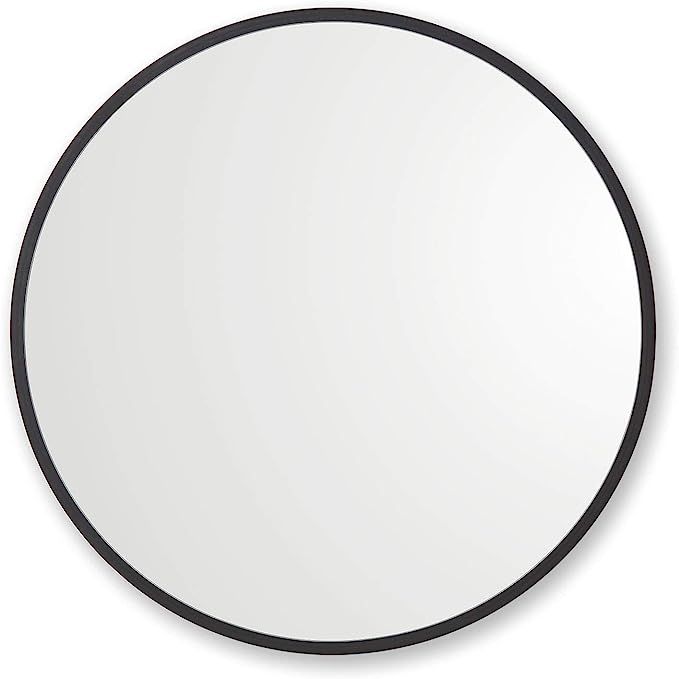 Better Bevel 30” x 30” Black Rubber Framed Mirror | Round Bathroom Wall Mirror | Amazon (US)