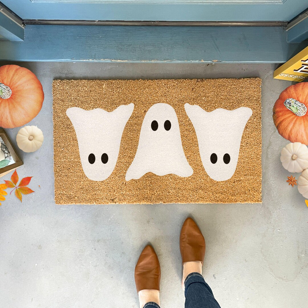 Halloween Doormat Ghost, Ghost Welcome Mat, Halloween Decor Outdoor, Halloween Decor for Porch, F... | Etsy (US)