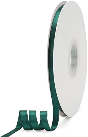 Ewaymado Solid Color Dark Green Double Faced Satin Ribbon 1/4" X 50 Yards, Fabric Ribbons Perfect... | Amazon (US)