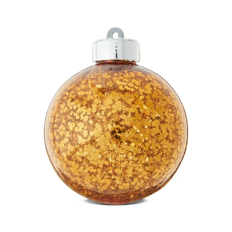 Light-Up Clear with Gold Flakes Plastic Christmas Ornament, 3.1", by Holiday Time | Walmart (US)