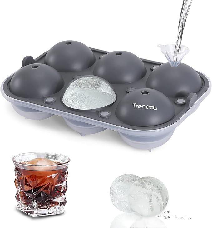 Trenect Ice Cube Tray Silicone Round Ice Cube Mold Reusable Sphere Ice Ball Maker 2.5 Inch Easy R... | Amazon (US)