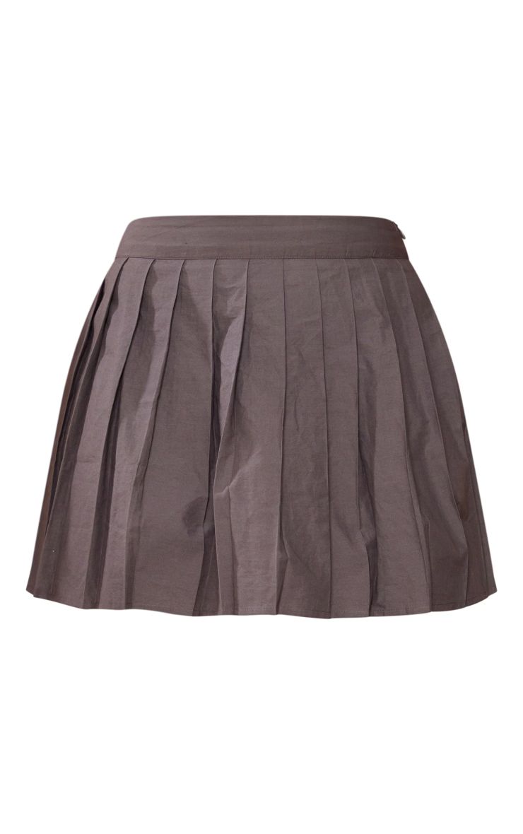 Charcoal Grey Cotton Poplin Pleated Mini Tennis Skirt | PrettyLittleThing US