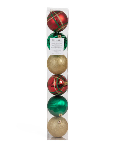Set 6 Oversized 150mm Plastic Ornaments | TJ Maxx