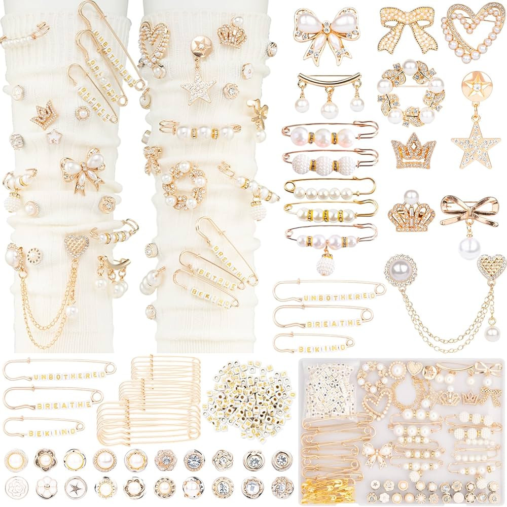 DoDoBeads 335 Pcs Junk Socks Charms Kit with Letter Beads, Gold Charms for Socks, Brooches and Pi... | Amazon (US)