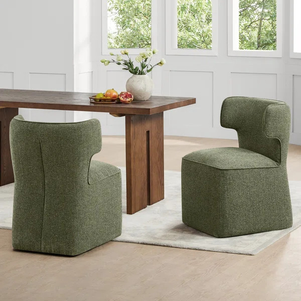 Vivora Upholstered Vegan Leather Dining Chair With Casters (Set of 2) | Wayfair North America