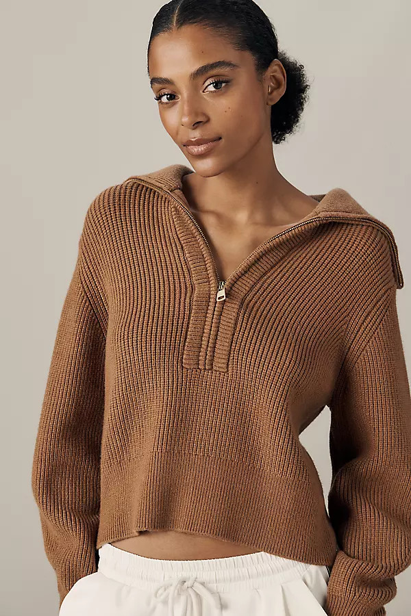 Varley Maura Half-Zip Rib Knit Sweater | Anthropologie (US)