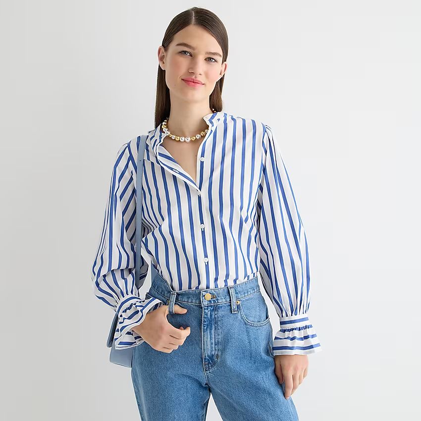 Long-sleeve button-up with ruffle cuffs | J.Crew US