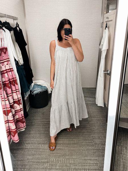This dress isn't on sale but it is under $75, so I'll take it. It's a really nice summer weight, would be nice for vacation / beach, as well because it's pretty versatile for summer. This is the medium. It is tight at the back / bust for me (it's a crossover in the back) so I think for my boobs and underarms sake, I would go with a large.  As you can see, it's not too tight in the boobs, just the shoulders / back area. 
