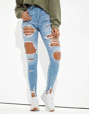 AE Ne(x)t Level Ripped Super High-Waisted Jegging | American Eagle Outfitters (US & CA)