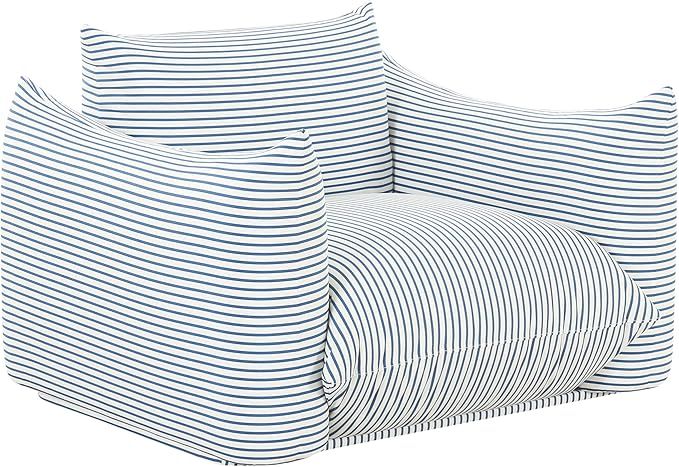 Tov Furniture Saint Tropez Pearl and Blue Striped Stuffed Outdoor Armchair | Amazon (US)