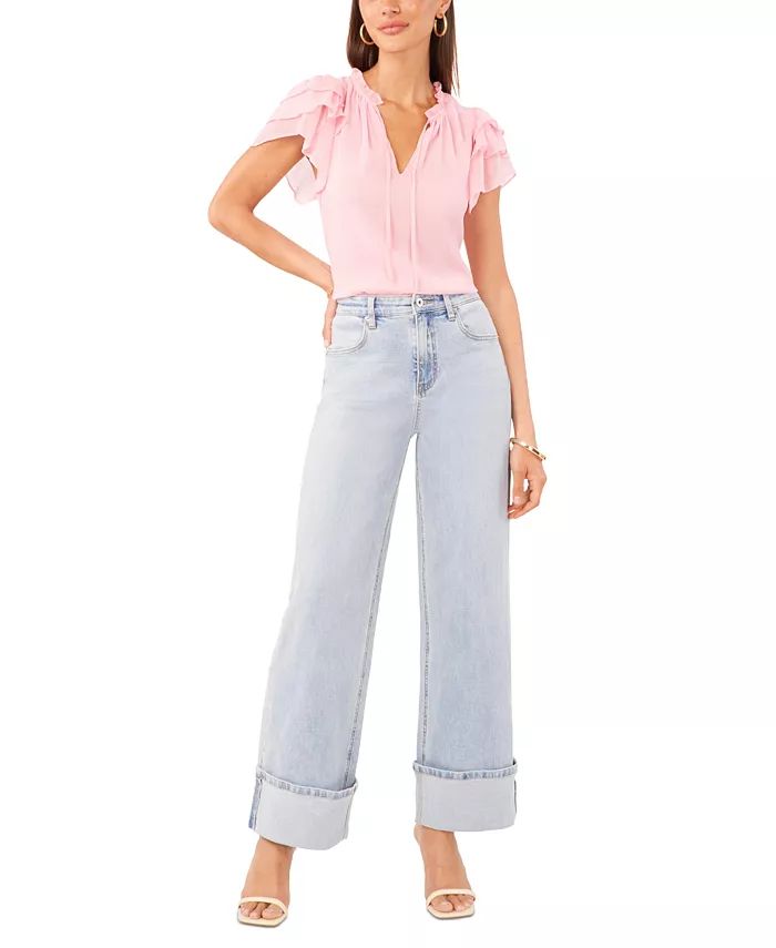 1.STATE Women's Denim Roll-Cuff Wide-Leg Jeans - Macy's | Macy's