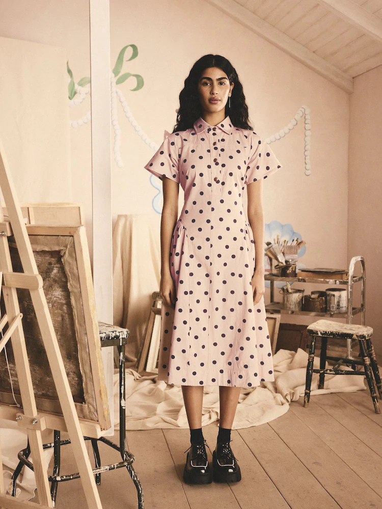 Cath Kidston Pink Spot 100% Cotton Shirt Dress | Next EU