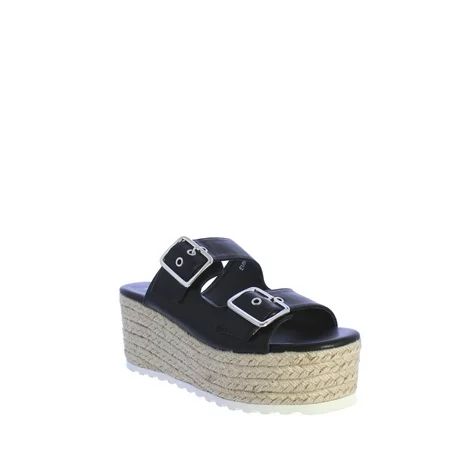 AMS Emma-21 Womens Double Strap Platform Slide in Black | Walmart (US)