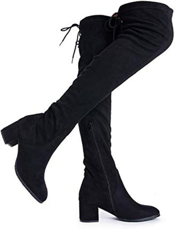 DREAM PAIRS Women's Over The Knee Thigh High Chunky Heel Boots | Amazon (US)