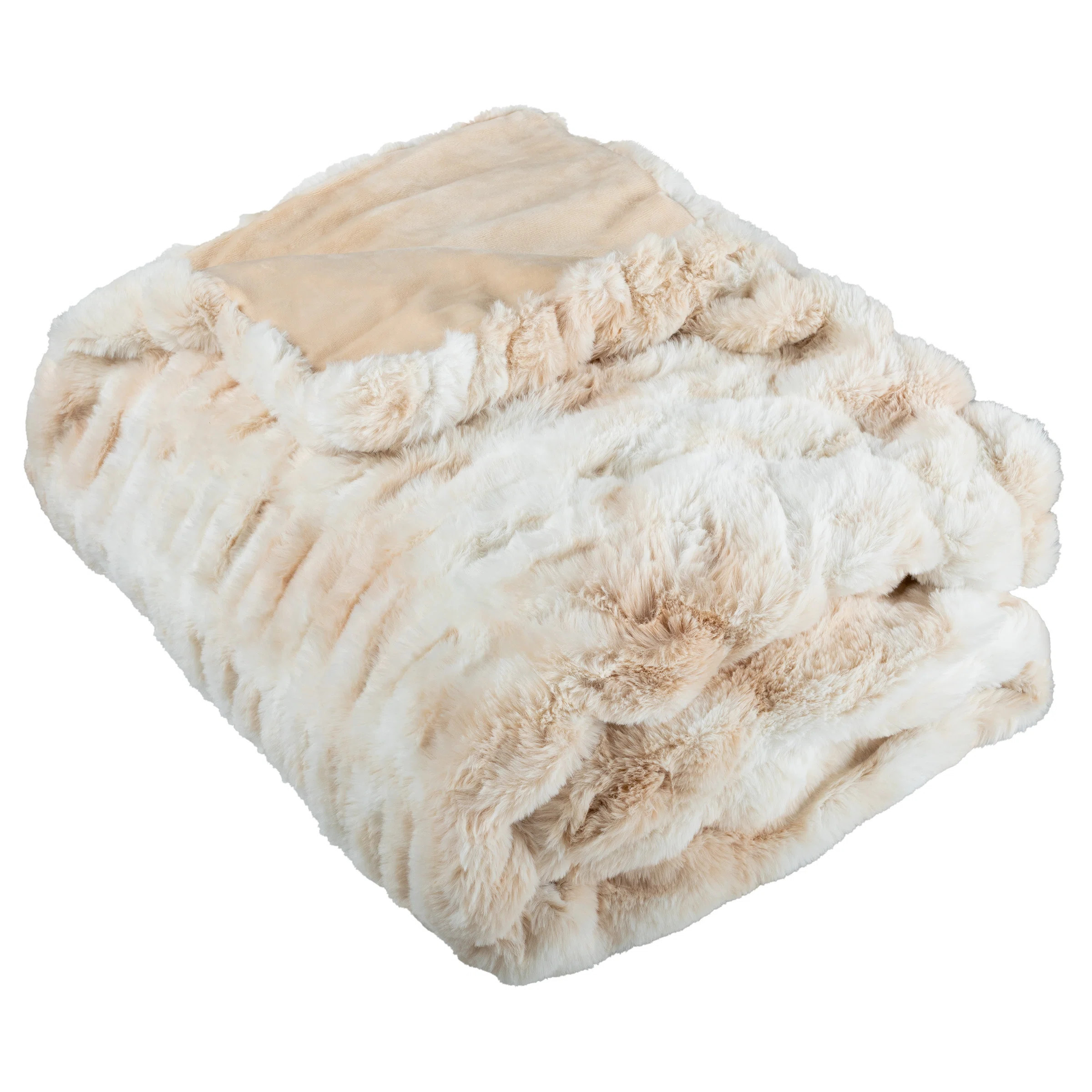 Lavish Home Oversized Ruched Faux Fur Blanket - 60x80-Inch Jacquard Faux Fur Queen-Size Throw for... | Wayfair North America