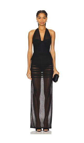 Carolina Midi Dress in Black | Revolve Clothing (Global)