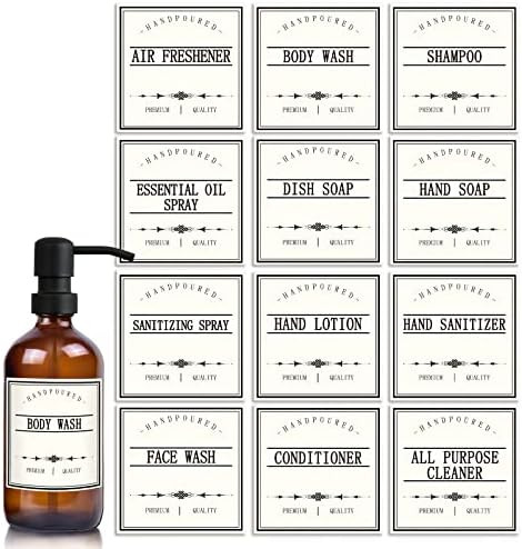GMISUN Label Stickers for Bottles, 12Pack Waterproof Hand Soap Dispenser Labels for Plastic/Glass Bo | Amazon (US)