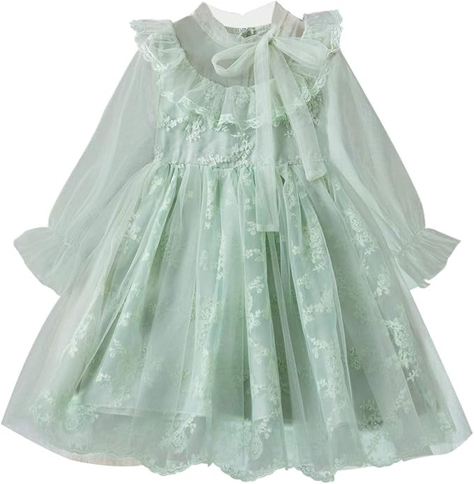 NNJXD Flower Girls Dress Girls Lace Princess Party Pageant Tulle Summer Vintage Dress | Amazon (US)