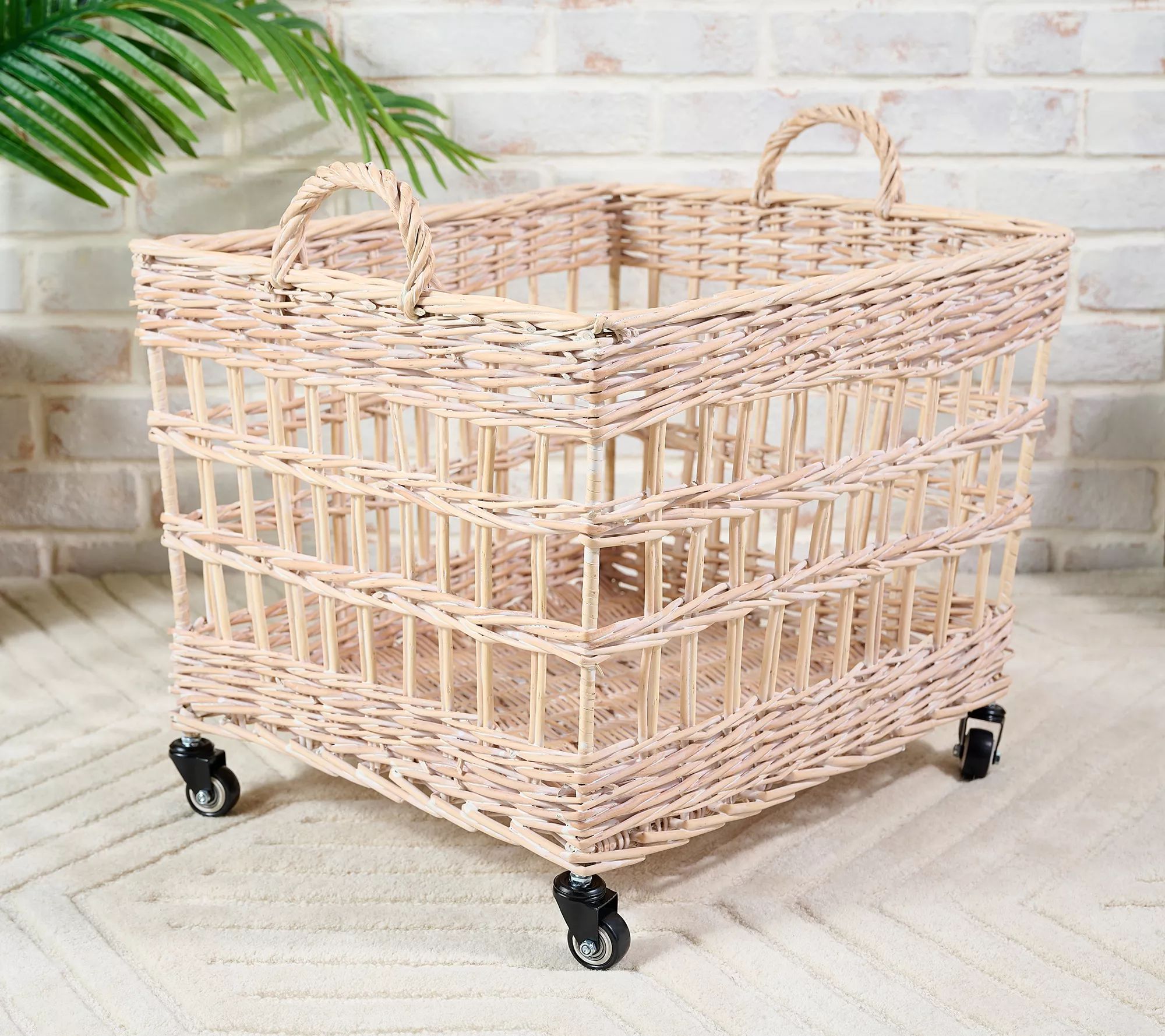 Cozy Cottage by Liz Marie Willow Storage Basket with Wheels - QVC.com | QVC