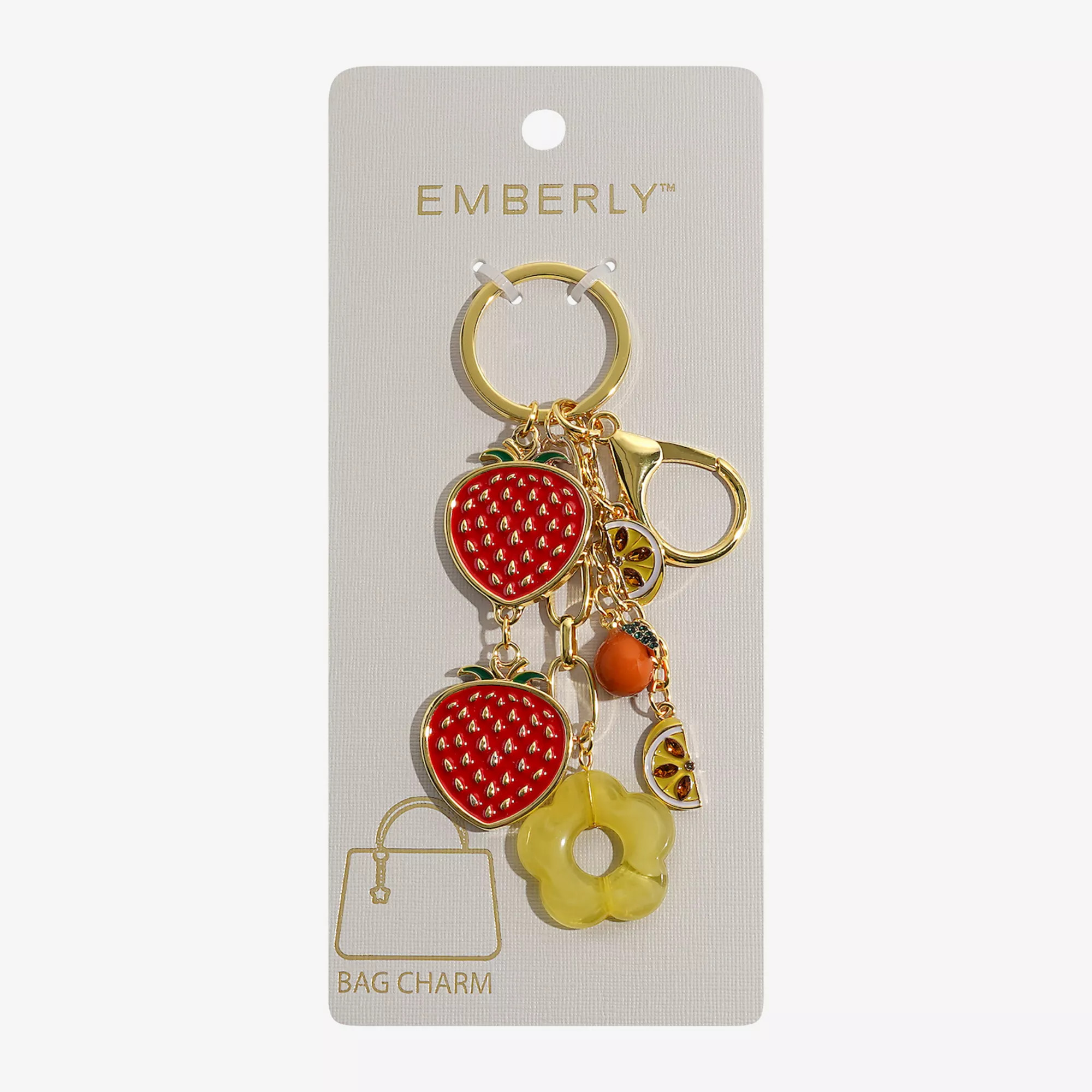 Emberly Gold Tone Lemon Strawberry Flower Bag Charm | Kohl's