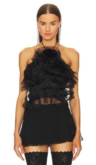 Backless Ruffle Top in Black | Revolve Clothing (Global)