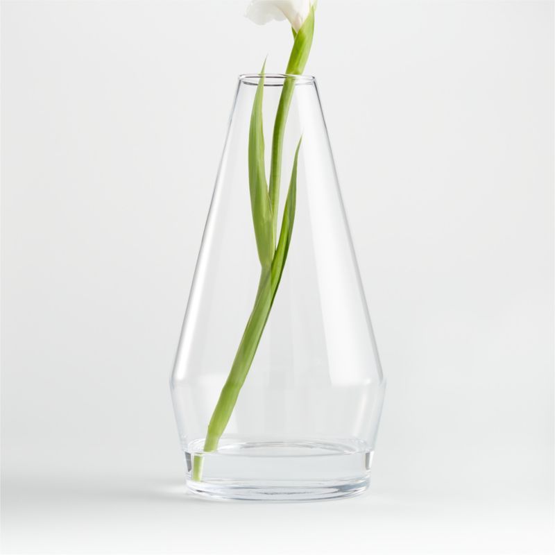 Laurel Angled Clear Glass Vase 13.5" + Reviews | Crate & Barrel | Crate & Barrel