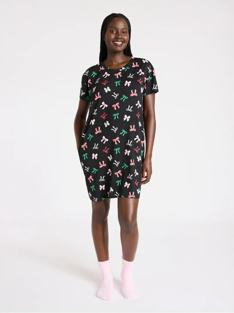 Joyspun Women's Dreamy Soft Collection Sleepshirt with Short Sleeves, Sizes S/M-2X/3X | Walmart (US)