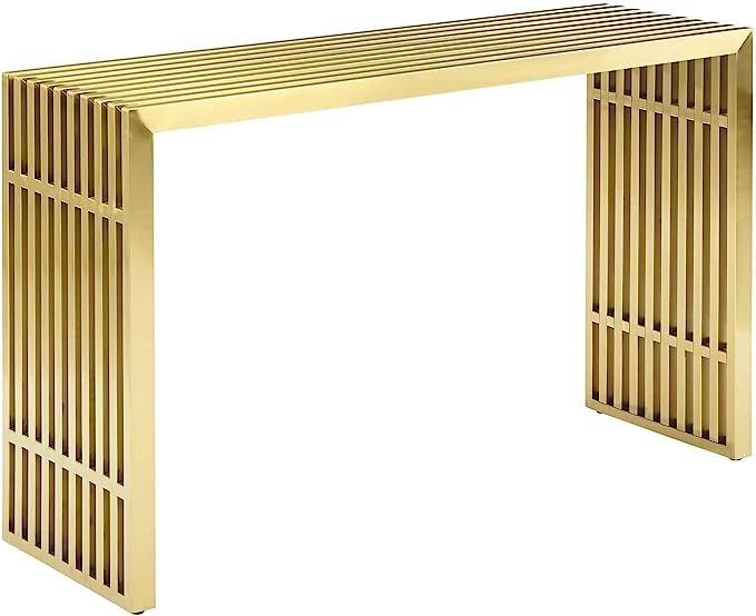 Modway Gridiron Contemporary Modern Gold Stainless Steel Console Table | Amazon (US)