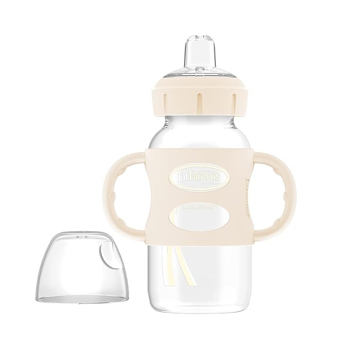 Dr. Brown's Milestones Wide-Neck Sippy Spout Bottle with 100% Silicone Handles, Easy-Grip Handles... | Amazon (US)