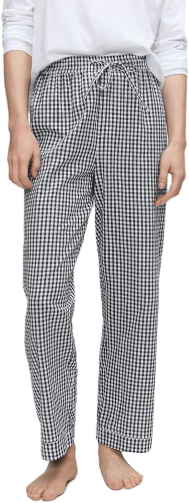 Women Y2K Plaid Pants Summer Casual Drawstring High Waist Straight Leg Trousers Gingham Lounge Pa... | Amazon (US)