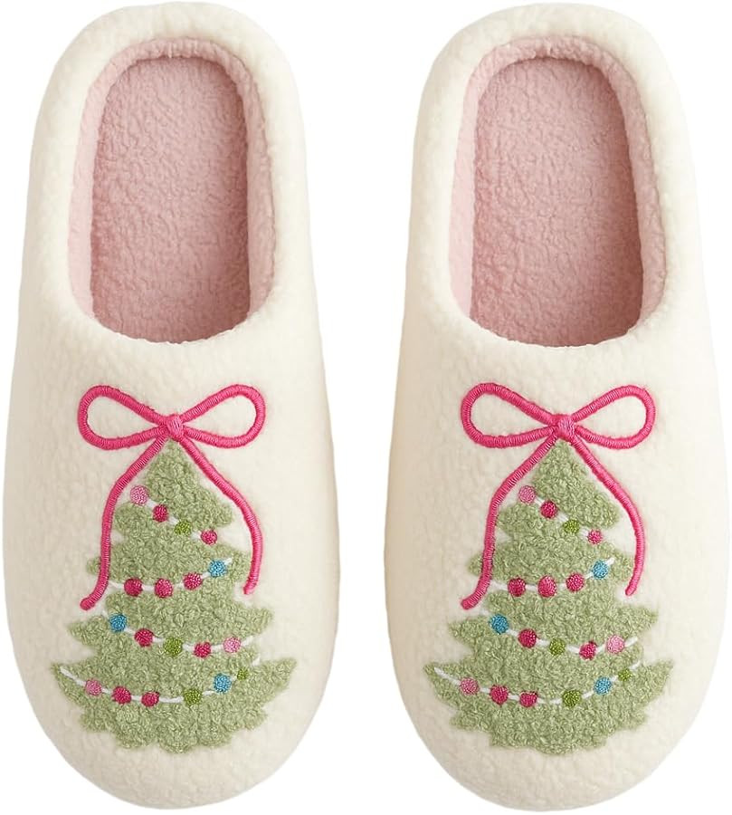 Christmas Slippers for Women - Non-Slip Plush Cozy House Shoes Warm Fuzzy Memory Foam Indoor Foot... | Amazon (US)