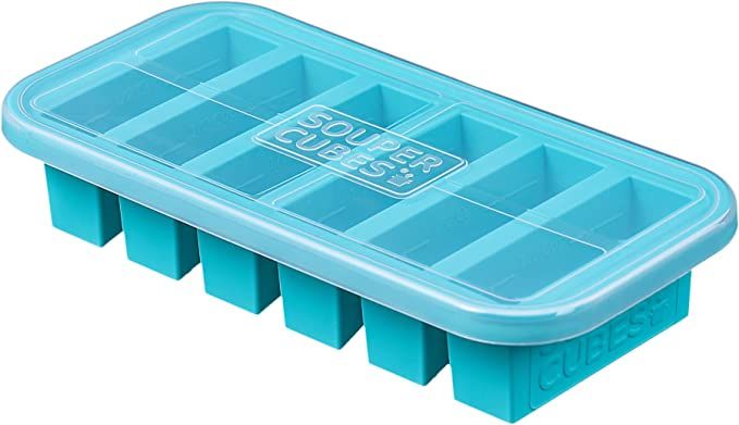 Souper Cubes 1/2-Cup Freezing Tray with lid, Aqua , makes 6 perfect 1/2 cup portions, freeze pest... | Amazon (US)