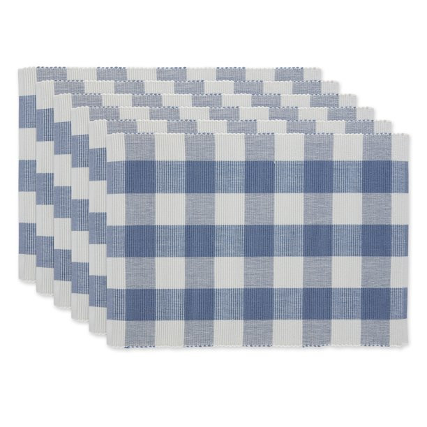 DII Stonewash Blue Buffalo Check Ribbed Placemat (Set of 6) - Walmart.com | Walmart (US)