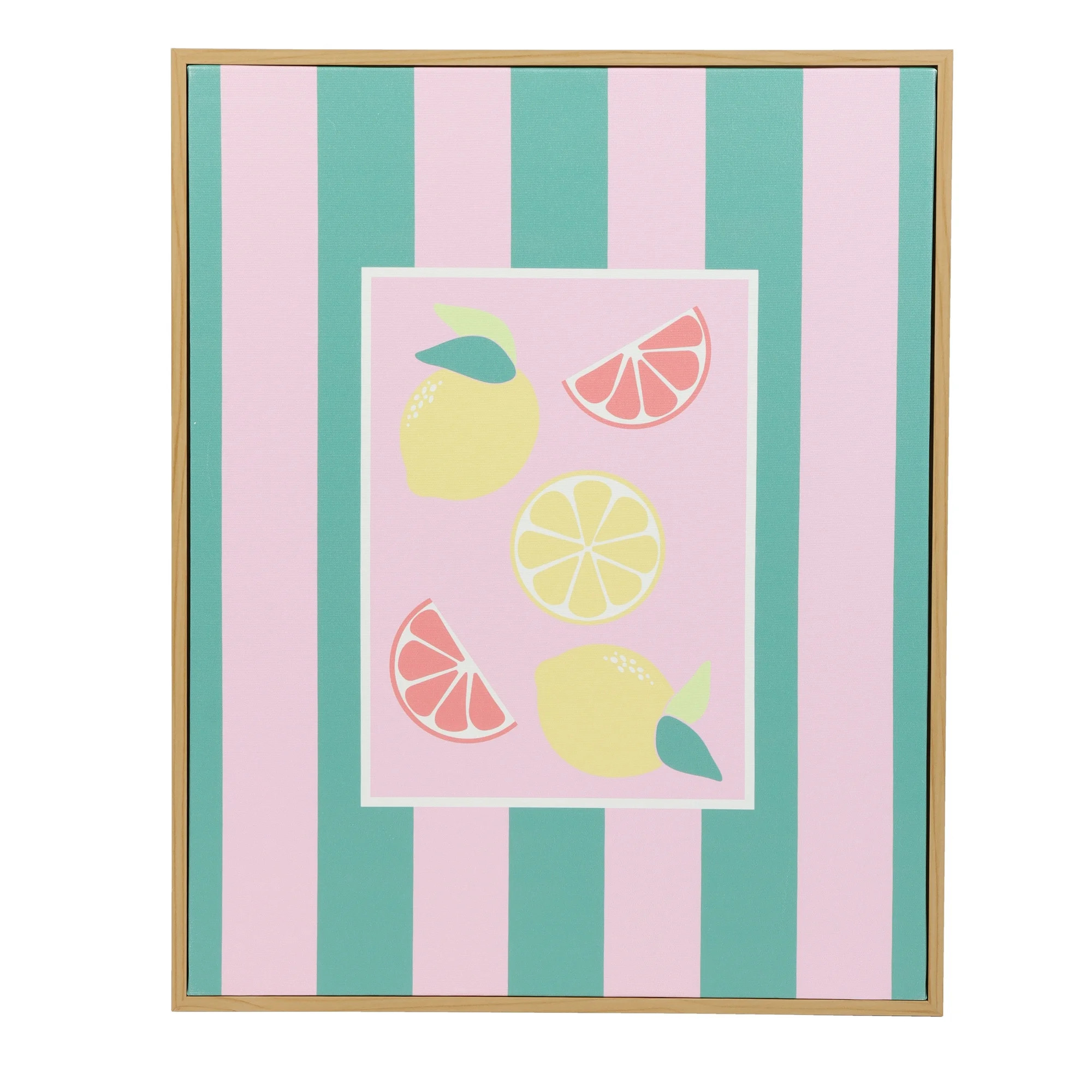 Mainstays Pink and Green Stripped Canvas Wall Art with Fruit | Walmart (US)