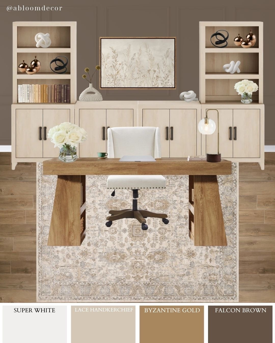 Soft White and Gold Transitional Home Office Design

#LTKHome