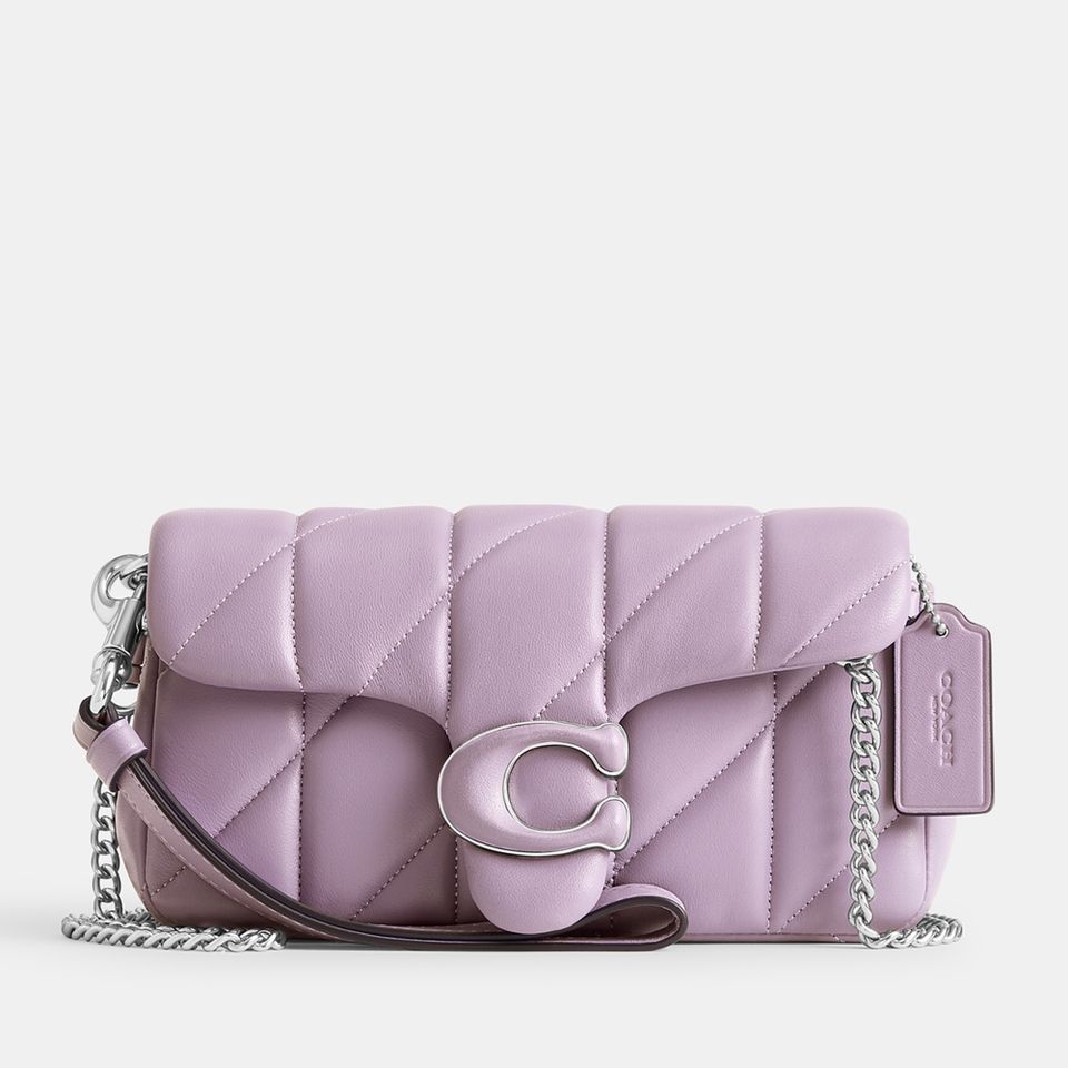 Coach Women's Quilted Pillow Leather Covered C Tabby Wristlet With Chain - Soft Purple | Mybag.com (Global) 