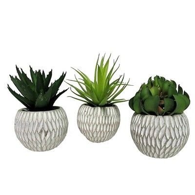 6" x 12" Set of 3 Artificial Succulent Plants in Concrete Pot - LCG Florals | Target