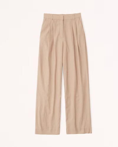 Curve Love Linen-Blend Tailored Wide Leg Pant | Abercrombie & Fitch (US)