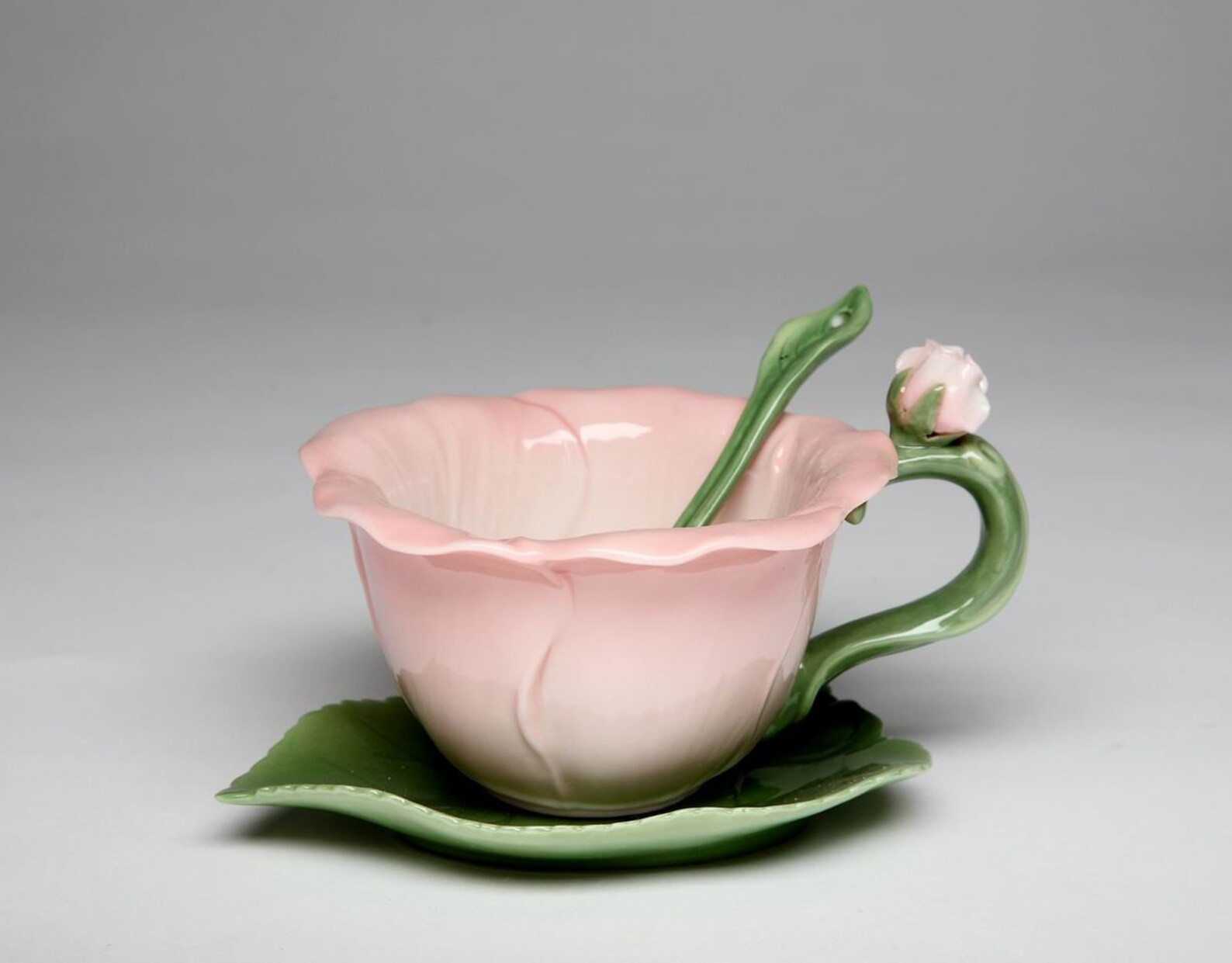 Floral Fantasy: Ceramic Pink Hibiscus Flower Cup and Saucer, 1 Set of 3 Pieces or 2 Sets of 6 Pie... | Etsy (US)