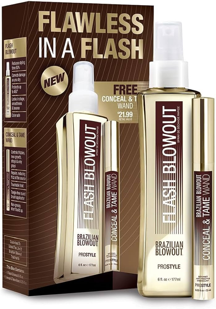 BRAZILIAN BLOWOUT Flash Blowout + Conceal & Tame Wand Duo | 6 oz & 0.25 oz | Amazon (US)