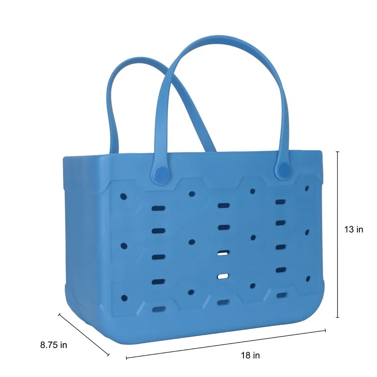 Mainstays Large Plastic Laundry Flex Tote, Blue Isle | Walmart (US)