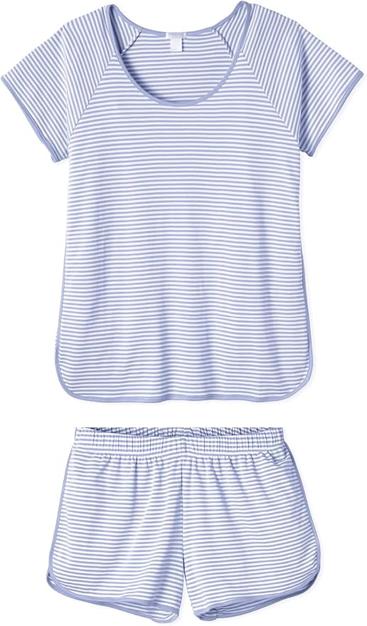 Hilinker Women Striped Pajama Set Short Sleeve Top with Shorts Sleepwear Pjs 2 Piece Lounge Sets | Amazon (US)