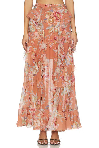 Zimmermann Awaken Ruffle Skirt in Cinnamon Floral | REVOLVE | Revolve Clothing (Global)