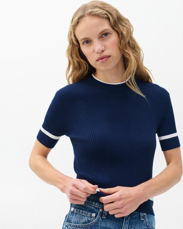 Kassy Ribbed Short-Sleeve Sweater | rag & bone