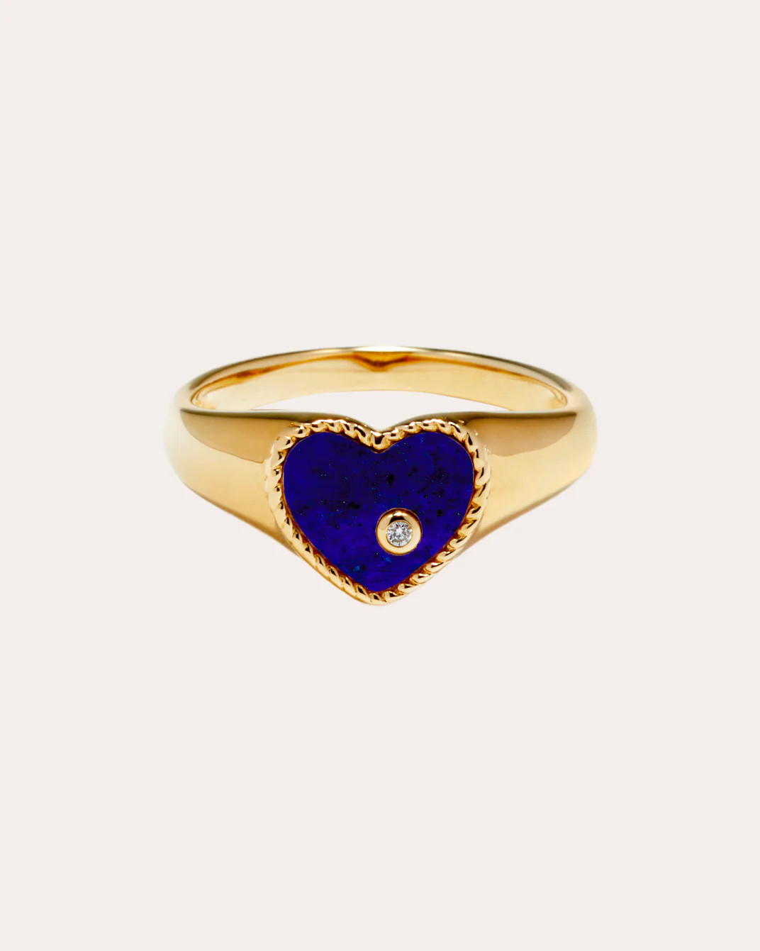 Yvonne Léon Women's Lapis Lazuli Heart Baby Signet Ring in Blue 9K Gold | Olivela