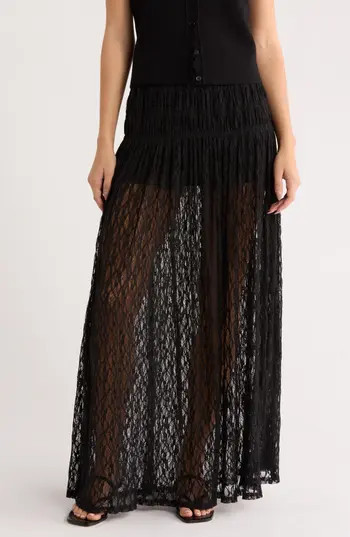 NSR Floral Lace Maxi Skirt in Black at Nordstrom Rack, Size X-Large | Nordstrom Rack