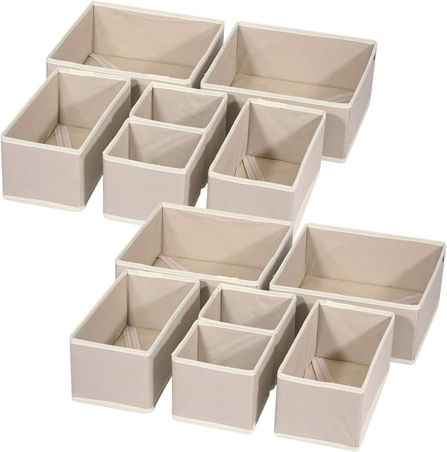 DIOMMELL 12 Pack Foldable Cloth Storage Box Closet Dresser Drawer Organizer Fabric Baskets Bins C... | Amazon (US)