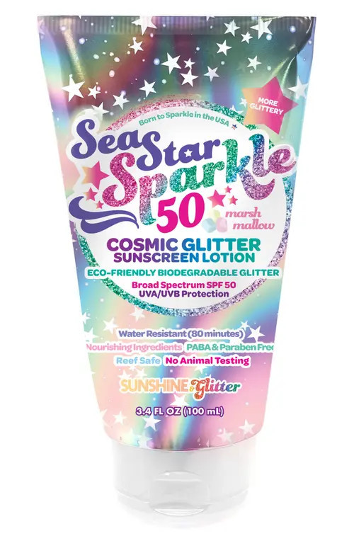 Sunshine & Glitter Kids' SeaStar Sparkle SPF 50 Cosmic Marshmallow Biodegradable Glitter Sunscreen at Nordstrom | Nordstrom