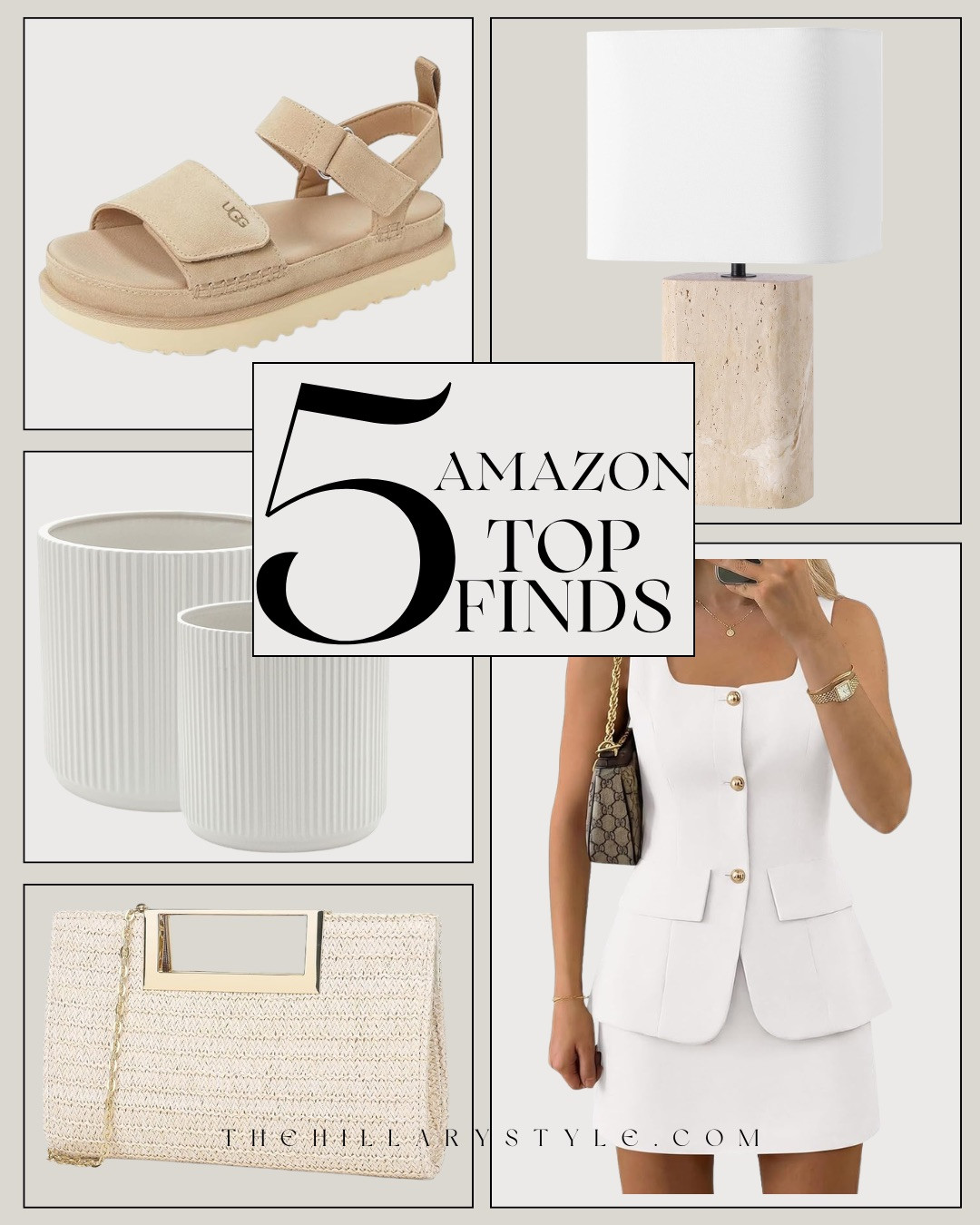 Trending Now — AMAZON TOP FINDS! These TOP AMAZON PICKS are the pieces everyone keeps coming back for. The UGG platform sandals are incredibly comfortable, the woven clutch works with everything, and the travertine lamp and ribbed planters add that perfect modern organic touch to any space. The tailored white dress is also one of those timeless pieces that always looks expensive.

#Amazon #TheHillaryStyle #AmazonTopFinds #AmazonBestSellers #ModernOrganicDecor #LuxuryForLess #AmazonStyle #TrendingFinds #NeutralAesthetic #DesignerDupe 

 #LTKmomlife #LTKmorningroutine #LTKOver40